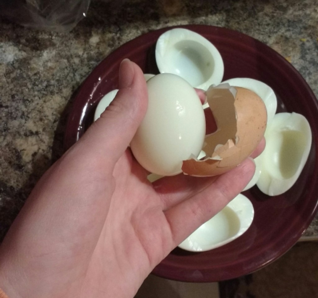 A perfectly peeled boiled egg